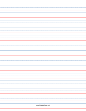 1/2 Rule, 1/4 Dotted, 1/4 Skip Handwriting Paper in Portrait Orientation Paper