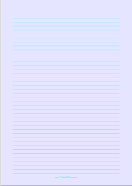 Lined Paper - Light Blue - Narrow Cyan Lines - A4 Paper