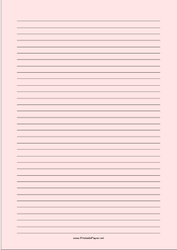 Lined Paper - Light Red - Medium Black Lines - A4 Paper