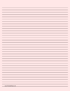 Lined Paper - Light Red - Medium Black Lines Paper
