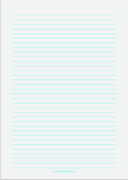 Lined Paper - Pale Gray - Medium Cyan Lines - A4 Paper