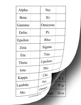 Greek Alphabet Paper
