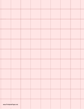 Graph Paper - Light Red - One Inch Grid Paper