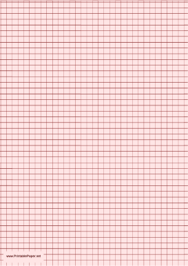 Graph Paper - Light Red - One Inch Grid - A4 Paper