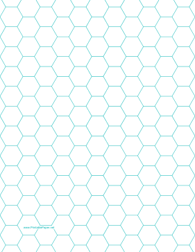 Hexagon Graph Paper with 1/2-inch spacing on letter-sized paper Paper