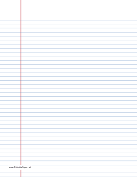 Lined Paper narrow-ruled on letter-sized paper in portrait orientation (blue lines) Paper