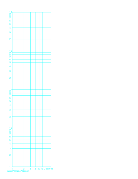 Log-log paper with logarithmic horizontal axis (one decade) and logarithmic vertical axis (four decades) with equal scales on letter-sized paper Paper