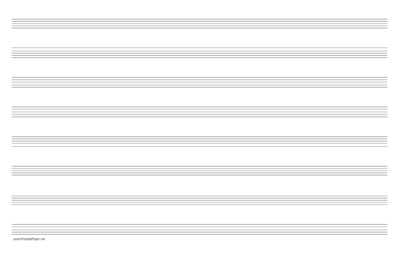 Music Paper with eight staves on ledger-sized paper in landscape orientation Paper