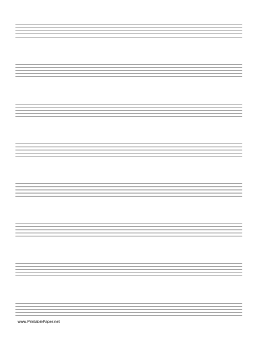 Music Paper with eight staves on A4-sized paper in portrait orientation Paper