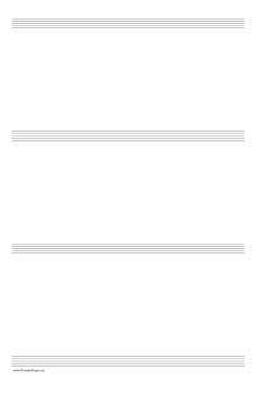 Music Paper with four staves on ledger-sized paper in portrait orientation Paper