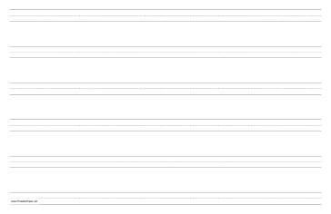 Penmanship Paper with six lines per page on ledger-sized paper in landscape orientation Paper