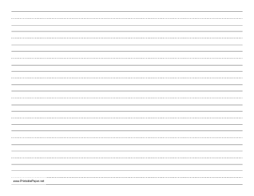Penmanship Paper with nine lines per page on letter-sized paper in landscape orientation Paper