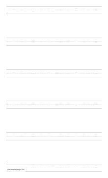 Penmanship Paper with six lines per page on legal-sized paper in portrait orientation Paper