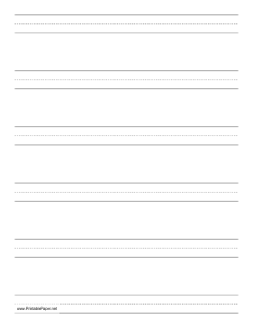 Penmanship Paper with six lines per page on letter-sized paper in portrait orientation Paper