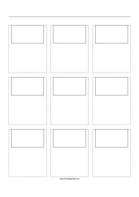 Storyboard with 3x3 grid of 16:9 (widescreen) screens on A4 paper Paper