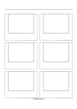 Storyboard with 2x3 grid of 4:3 (full screen) screens on A4 paper Paper
