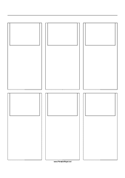 Storyboard with 3x2 grid of 4:3 (full screen) screens on A4 paper Paper
