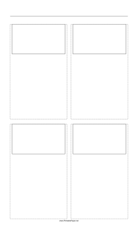 Storyboard with 2x2 grid of 16:9 (widescreen) screens on legal paper Paper