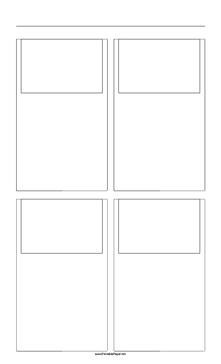 Storyboard with 2x2 grid of 3:2 (35mm photo) screens on legal paper Paper