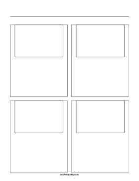 Storyboard with 2x2 grid of 3:2 (35mm photo) screens on letter paper Paper