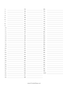 100 Item Numbered List paper