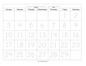 Handwriting Calendar - 29 Day - Friday paper