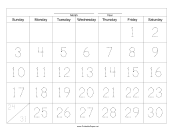 Handwriting Calendar - 31 Day - Friday paper