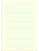 Lined Paper - Light Yellow - Wide Cyan Lines - A4 paper