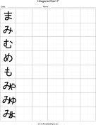 Hiragana Writing Chart 7 paper