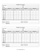 Netball Score Sheet paper