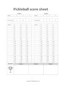 Pickleball Score Sheet paper
