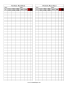 Roulette Score Sheet paper