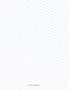 Slant Ruled Paper — Wide Ruled Left-Handed, Low Angle — blue lines paper