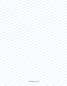 Slant Ruled Paper — Wide Ruled Right Handed, Low Angle — blue lines paper