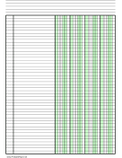 Columnar Paper with four columns on A4-sized paper in portrait orientation paper