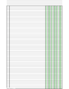 Columnar Paper with three columns on ledger-sized paper in portrait orientation paper