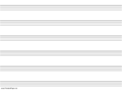 Music Paper with six staves on letter-sized paper in landscape orientation paper