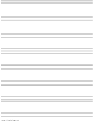 Music Paper with eight staves on A4-sized paper in portrait orientation paper