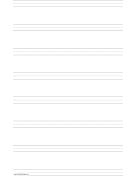 Penmanship Paper with eight lines per page on ledger-sized paper in portrait orientation paper