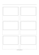 Storyboard with 2x3 grid of 16:9 (widescreen) screens on A4 paper paper