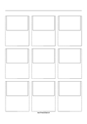 Storyboard with 3x3 grid of 3:2 (35mm photo) screens on A4 paper paper