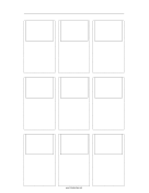 Storyboard with 3x3 grid of 4:3 (full screen) screens on legal paper paper