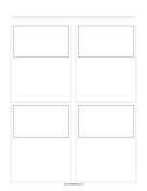 Storyboard with 2x2 grid of 16:9 (widescreen) screens on letter paper paper