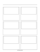 Storyboard with 2x3 grid of 3:2 (35mm photo) screens on letter paper paper