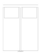 Storyboard with 2x1 grid of 4:3 (full screen) screens on letter paper paper