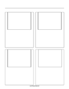 Storyboard with 2x2 grid of 4:3 (full screen) screens on letter paper paper