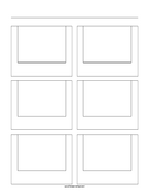 Storyboard with 2x3 grid of 4:3 (full screen) screens on letter paper paper