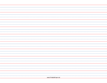 1/2 Rule, 1/4 Dotted, 1/4 Skip Handwriting Paper in Landscape Orientation Paper