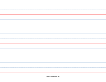 1 Rule, 1/2 Dotted, 1/2 Skip Handwriting Paper in Landscape Orientation Paper