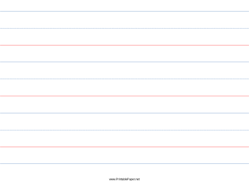 1 1/2 Rule, 3/4 Dotted, 3/4 Skip Handwriting Paper in Landscape Orientation Paper